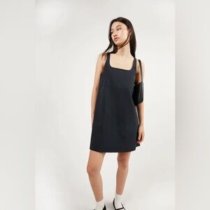 OAK + FORT nylon mini dress in black